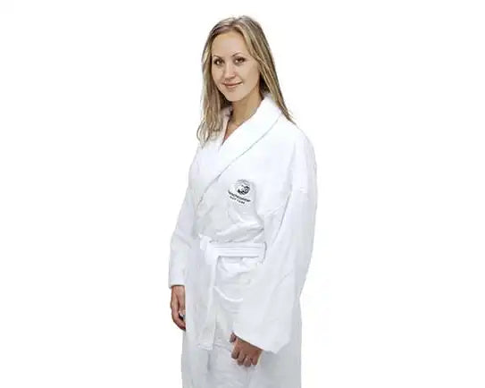 White Terry Embroidered Robe | Beachcomber Hot Tubs Winnipeg